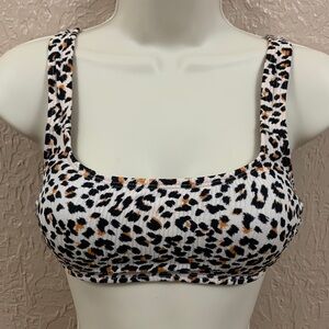 Xhilaration Cheetah Print Ribbed Square Neck Hook Back Bikini Top.